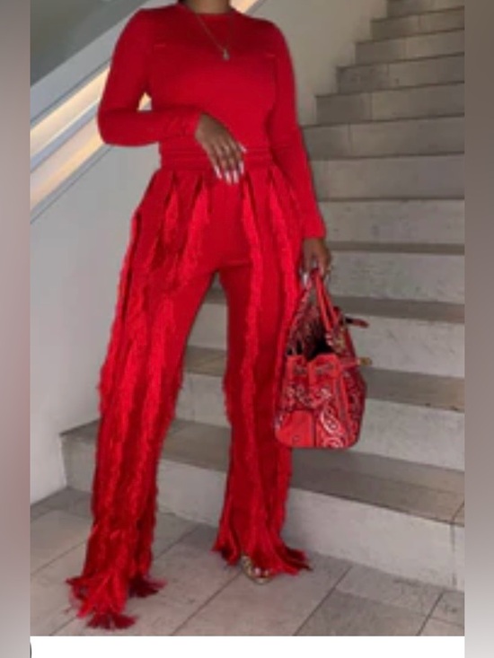 Minaa Monroe Pants - RARE NWT Minaa Monroe Red Fringe Pants Size Medium ❤️